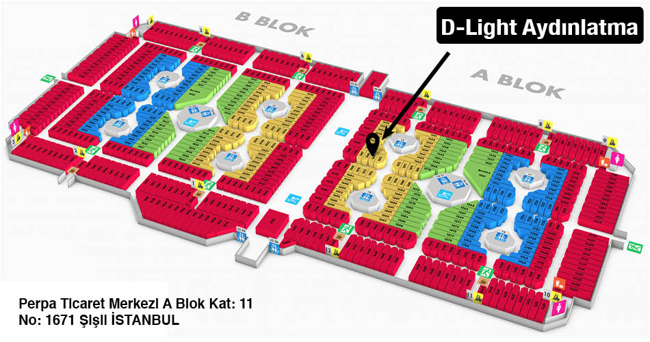 D-Light Aydınlatma Perpa Adres Kroki Kat Planı