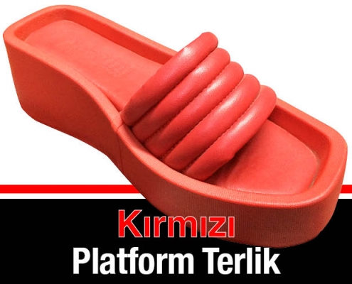 Platform Tabanlı Bayan Terliği Kırmızı