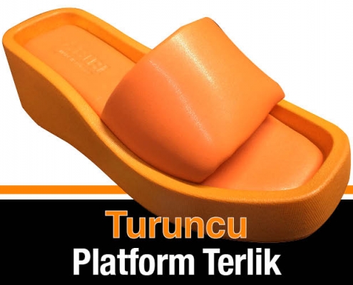 Platform Tabanlı Turuncu Renk Bayan Terliği