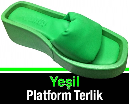 Yeşil Renk Platform Tabanlı Terlik