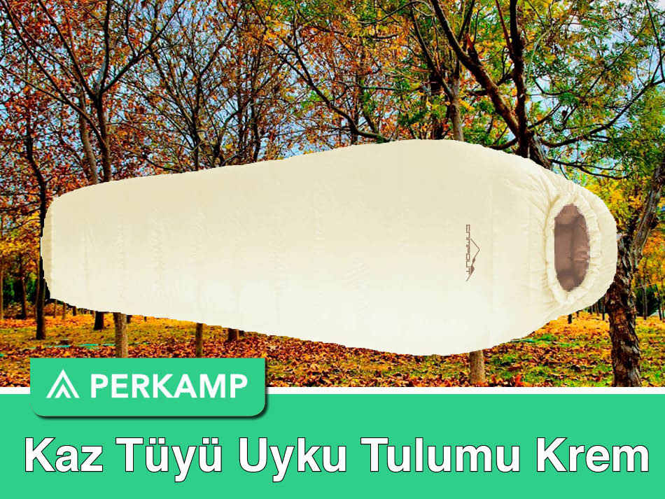 Campout Kaz Tüyü Uyku Tulumu Krem
