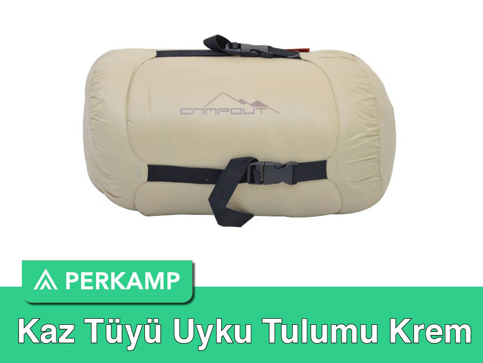 Campout Kaz Tüyü Uyku Tulumu Krem