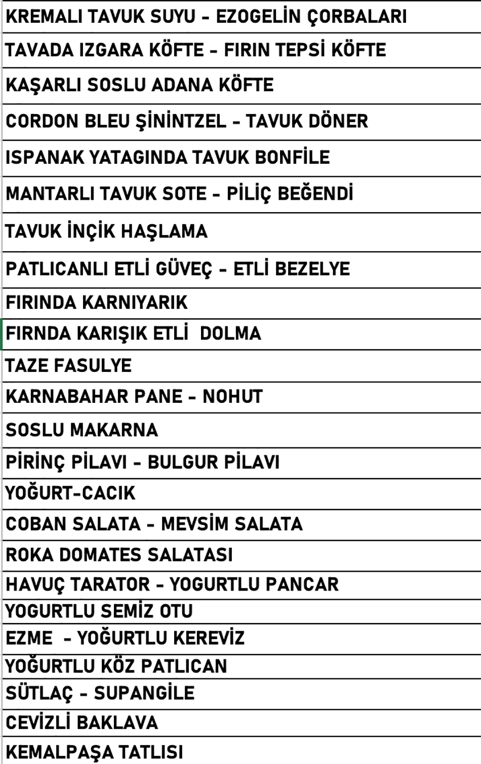 Beyzade Restaurant 22 Eylül 2025 Menü