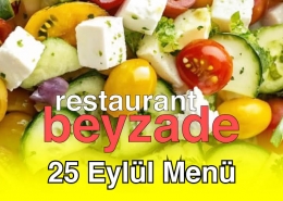Beyzade Restaurant 25 Eylül 2025 Menü