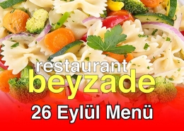 26 Eylül 2025 Menü Beyzade Restaurant
