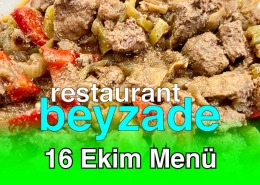 Beyzade Restaurant 16 Ekim 2025 Menü