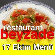 Beyzade Restaurant 17 Ekim 2025 Menü