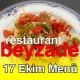 Beyzade Restaurant 17 Ekim 2025 Menü
