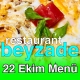 Beyzade Restaurant 22 Ekim 2025 Menü