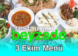 Beyzade Restaurant 3 Ekim 2025 Menü