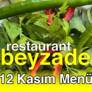 Beyzade Restaurant 12 Kasım 2025 Menü