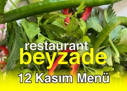 Beyzade Restaurant 12 Kasım 2025 Menü