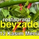 Beyzade Restaurant 12 Kasım 2025 Menü