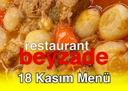Beyzade Restaurant 18 Kasım 2025 Menü