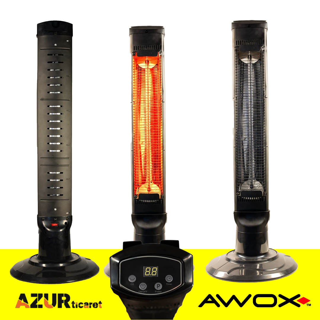 Dikey Elektrikli Isıtıcı Awox Tower X-9501 Kumandalı Karbon 1000W
