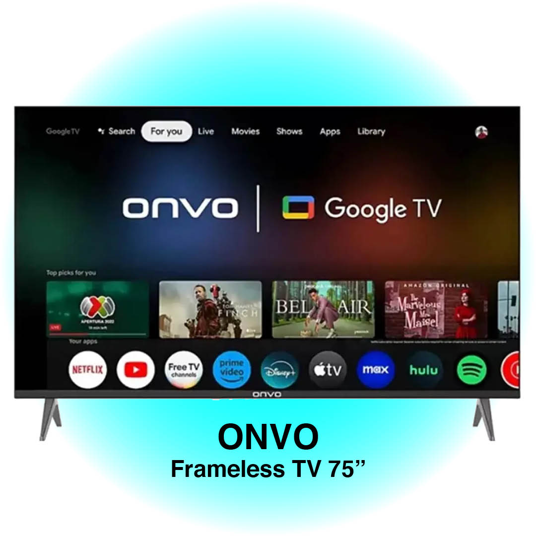Onvo Frameless TV Onvo 75OVF9000UQ 75" 190 Ekran Uydu Alıcılı 4K Ultra HD Google Smart QLED TV Uydu Alıcılı 4K Ultra HD 4 HDMI ve 2 USB giriş